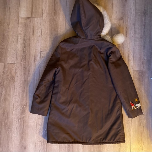 Vintage Parka Inuit Eskimo style polar bear embroidered art fur collar - Picture 2 of 5